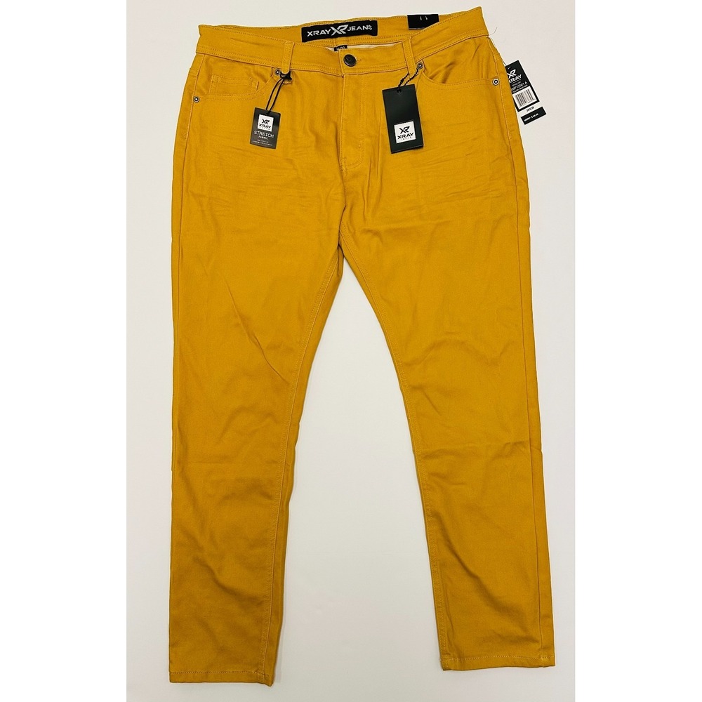XRAY Slim Fit Commuter Stretch Mens 36x30 Mustard Colored Jeans NWT XMP12041A